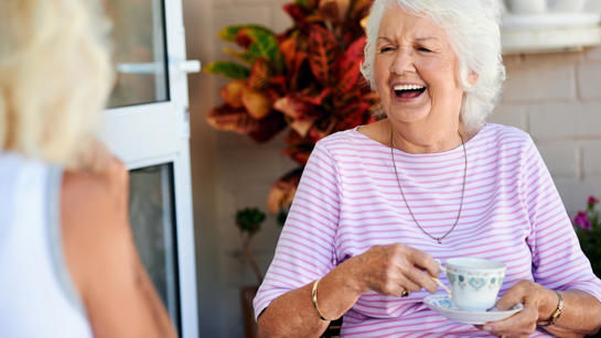 Lady enjoying some tea