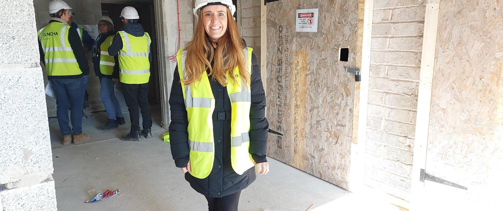 Carly at Farnborough Court building site