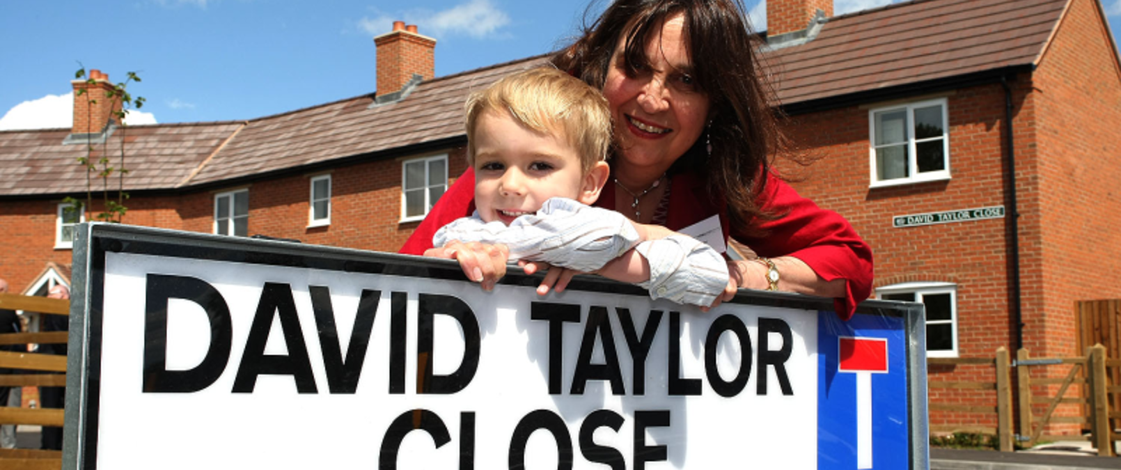 Family Standing Next To Street Sign