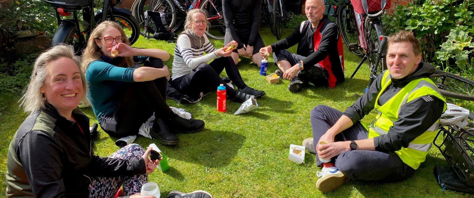 Colleagues Sitting In Garden At Muskham View