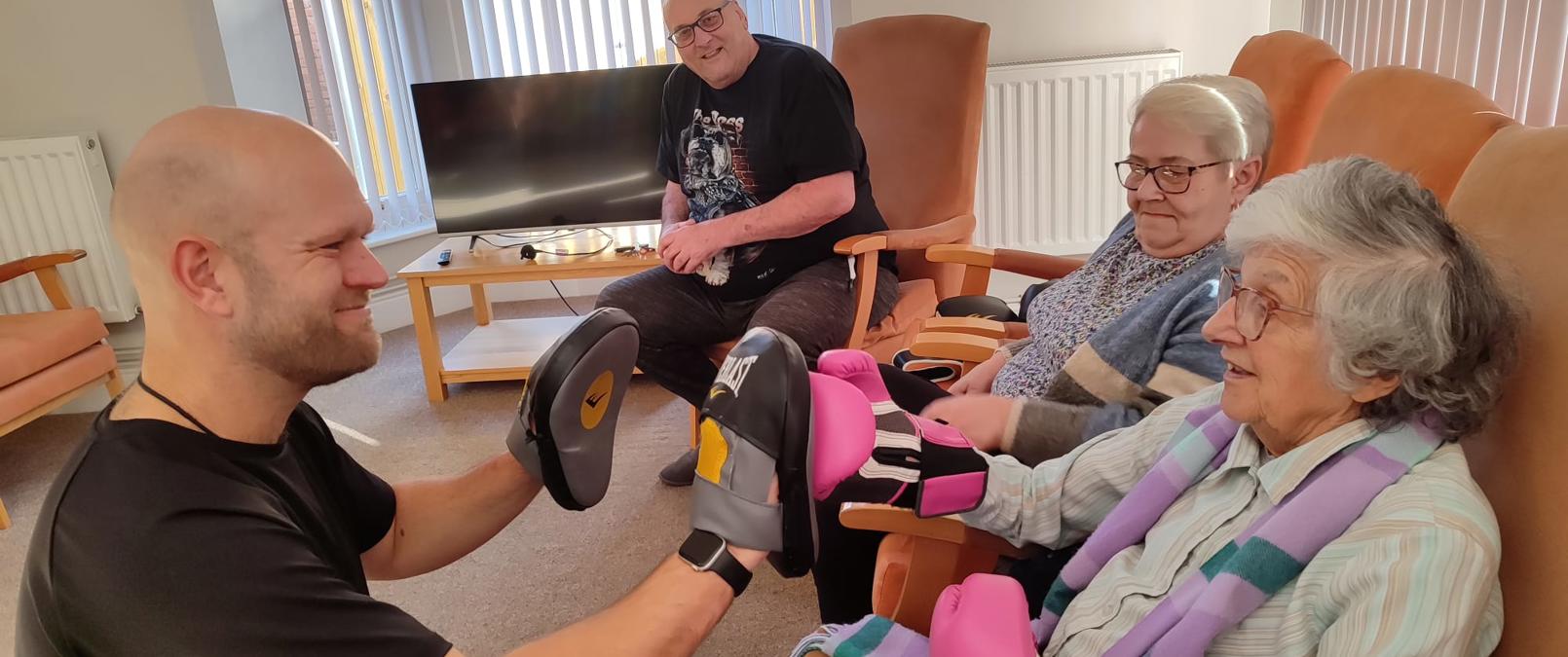 Fitness class with residents